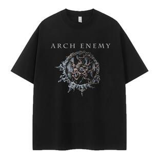 Arch Enemy大敌乐队复古美式街头小众设计感vtg落肩摇滚短袖T恤衫