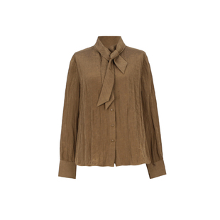 素芭别致系带领衬衫女秋冬高级感复古时尚休闲百搭优雅上衣SS0859