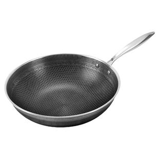 316不锈钢炒锅蜂窝不粘锅家用炒锅电磁炉专用燃气灶炒菜锅平底锅