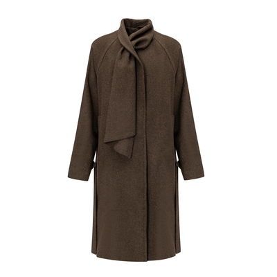 BALIANG「捌樑」 袤'length'解构式围巾披肩领诗性长款羊毛呢大衣