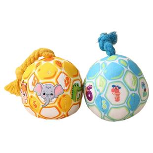 绳结铃铛发声狗狗玩具球蓝磨牙耐咬毛绒幼犬玩具拔河拉扯消耗体力