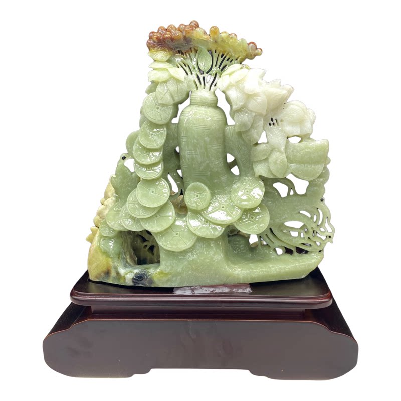 岫玉麒麟摆件工艺品天然