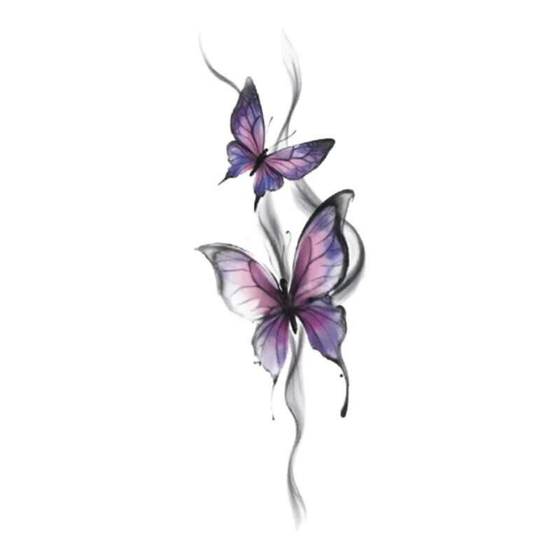 INKCOOL 紫幻蝶纹身贴女防水持久高级遮盖彩色纹身贴手臂腿IC007