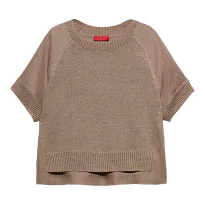 【2026春夏新品】MAX&Co.针织面料拼亚麻帆布T恤6361016402