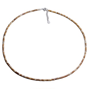 Ciel原创手工天然木化石锁骨链木变石项链极细2mm管珠短链女礼物