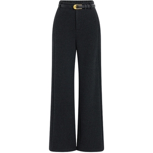 KBNE【羊绒】米色垂感直筒裤休闲裤子女秋冬新款西装裤气质毛呢裤