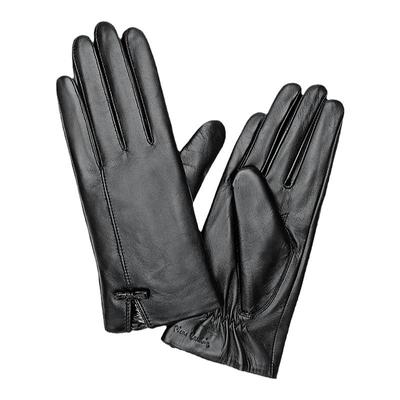 皮尔卡丹新款冬季手套女士真皮薄款绒里骑行保暖防寒防风羊皮手套