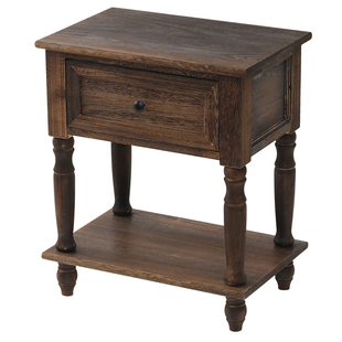 美式实木复古床头柜法式做旧置物架卧室收纳床边柜简约储物小柜子