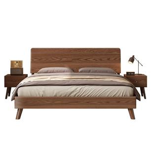 政府补贴床实木床现代简约1.5m家用单人床1.8m主卧红橡木双人床架