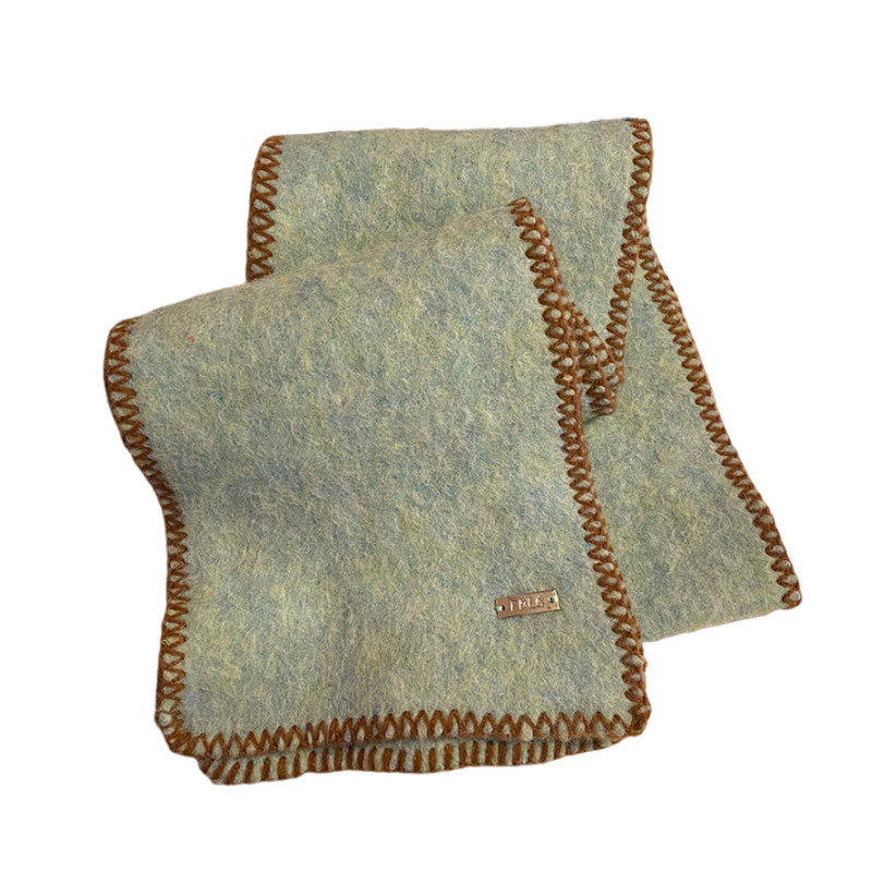 韩系氛围感含羊绒锁边马海毛围巾女2026新款秋冬季高级感保暖围脖