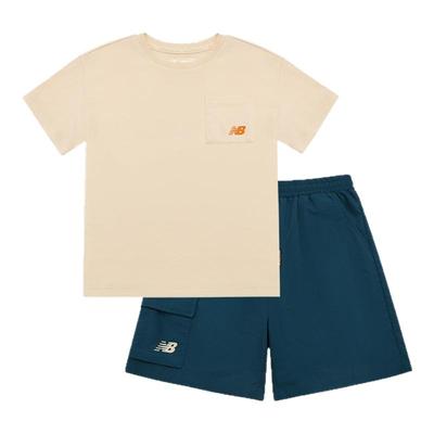 New Balance nb童装男女儿童夏季时尚短袖T恤短裤套装ND2SE2E143