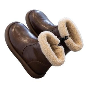 真皮女童鞋公主马丁皮靴2025秋冬新款儿童加绒短靴宝宝保暖二棉鞋