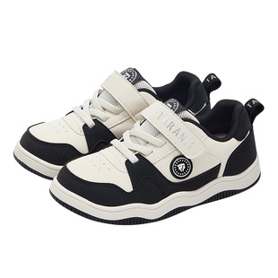 泰兰尼斯童鞋春秋款儿童板鞋轻便防滑男童黑白休闲鞋男宝宝运动鞋