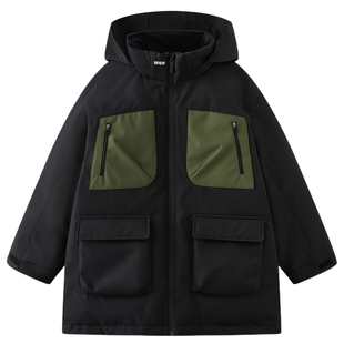 【无氟】MQD男童蓄暖羽绒服2025冬季新款儿童中长款三防连帽外套