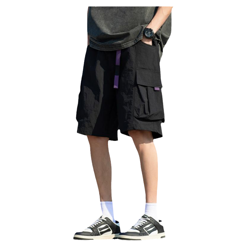 迈特优美式冰丝工装短裤男夏季潮牌宽松休闲速干运动五分裤子