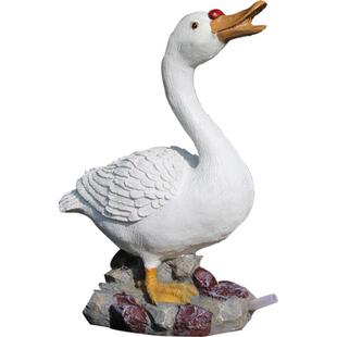 花园庭院水池仿真动物喷水白鹅树脂雕塑摆件鱼池吐水装饰户外池塘