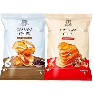 印尼进口莱纳木薯片138g黑胡椒烧烤味网红膨化小零食大包薯片儿童