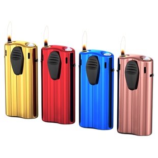 新款一机双火正品金属蓝焰高颜值充气防风打火机家用耐用定制批发