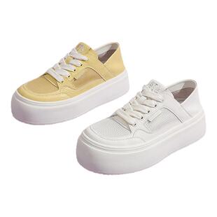 星期六厚底小白鞋女2025新款夏季百搭增高透气网面单鞋休闲板鞋女