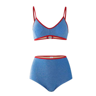 假面猫 周雨彤同款泳衣女泡温泉分体高腰显瘦遮肚性感度假比基尼