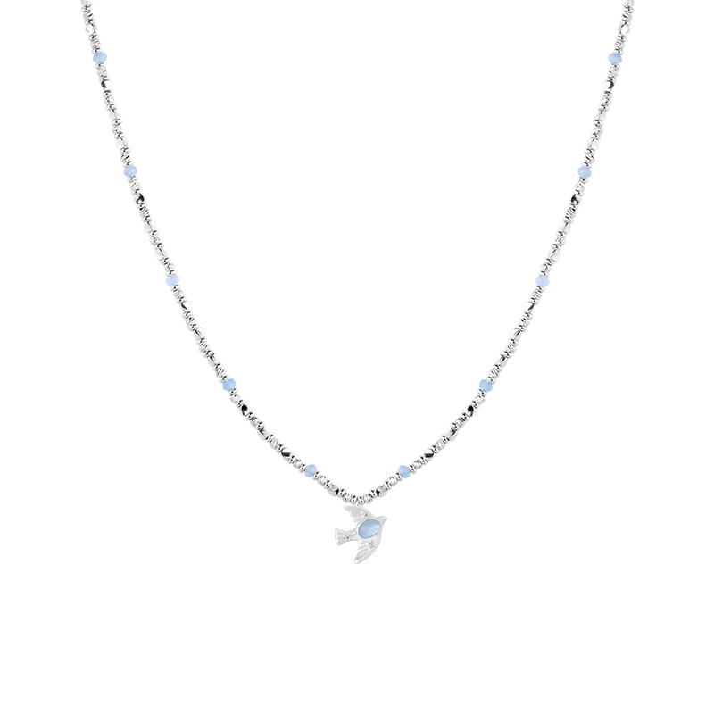 【明星同款】ARSIS小森林飞鸟项链碎银子锁骨链海蓝宝吊坠高级女