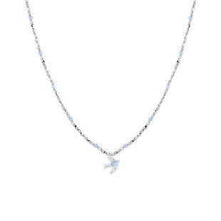 【明星同款】ARSIS小森林飞鸟项链碎银子锁骨链海蓝宝吊坠高级女