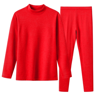 中老年人本命年衣服女马年红色时尚女装妈妈装羊毛蚕丝保暖内衣冬