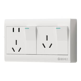 明装二开八孔16A插座带开关大功率一开3孔空调热水器一键断电插座