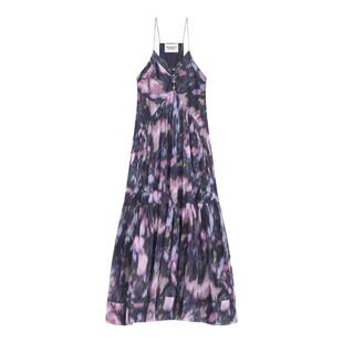 MARANT ETOILE2025 SABBA紫色V领吊带长款印花连衣裙女