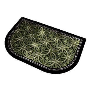 中古风入户门地垫绿色高级感丝圈防滑家用门口进门脚垫可裁剪地毯