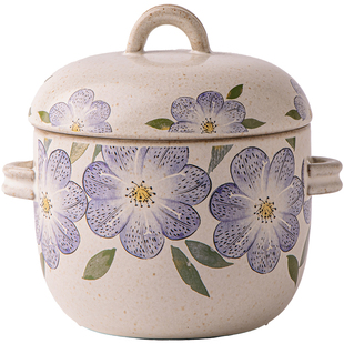 芦苇〖精致复古〗带盖双耳炖盅隔水炖罐陶瓷一人份燕窝煲汤小瓦罐