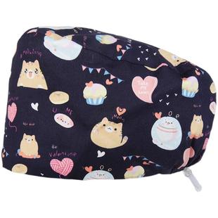 戈美恩纯棉印花手术帽女男医生口腔护士帽手术室专用包头帽调节扣