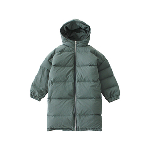 蔡爸爸童装 清新绿色羽绒服 男女童中长款外套 保暖羽绒服冬装593
