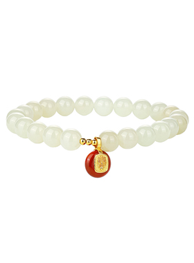 和田玉手串银镀金高级感手链女