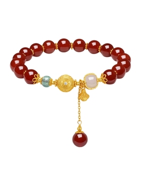 周六福玛瑙手串女S925银手链手饰高级感小众百搭送女友圣诞礼物