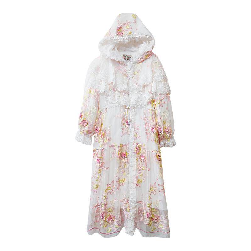 桑蚕丝棉服女时尚年轻款高级轻奢刺绣宽松收腰洋气质白色保暖棉衣