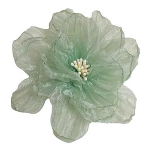 海边度假风薄荷绿色仿真花发夹女森系清新小众ins设计感雪纺发饰