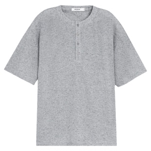 【可机洗亚麻】BODYDREAM老钱亚麻混纺亨利领短袖T恤/古董贝壳扣