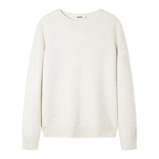 ESPRIT/埃斯普利特极简圆领纯羊毛衫女修身套头针织打底毛衣秋冬