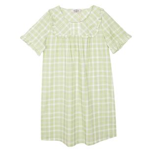 美标官方旗舰店睡衣夏季新品短袖睡裙女士梭织纯棉宽松家居服薄款