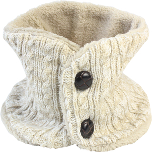 出口日本秋冬季女士时尚围脖针织加绒加厚护颈保暖披肩纽扣脖套女