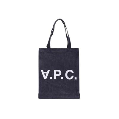 韩国直邮A.P.C.logo牛仔帆布托特包大容量海军蓝色cocsx m61446