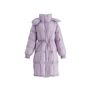 火山岩】OBEG欧碧倩抽绳收腰羽绒服冬高克重长款连帽外套10484185