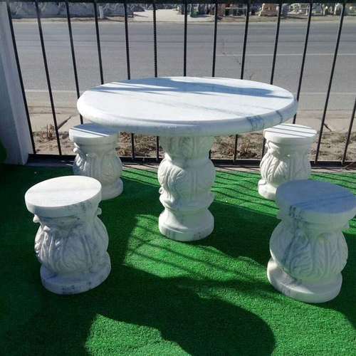 户外广场汉白玉石桌石凳仿古公园庭院石桌椅晚霞红园林石桌雕塑