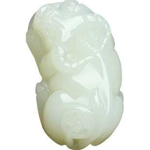 天然新疆和田玉白玉生肖牛吊坠招财金钱牛挂件男女玉饰品玉佩