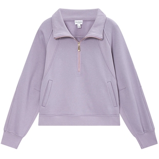 Juicy Couture橘滋卫衣女紫色抓绒加厚半拉链时尚运动休闲上衣