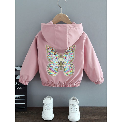 Y 40503 Sequin butterfly kids jacket 亮片蝴蝶女童外套