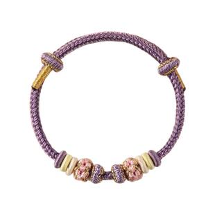 成品diy可穿珠手绳手工编织编绳男可串黄金女款红绳皮绳手链