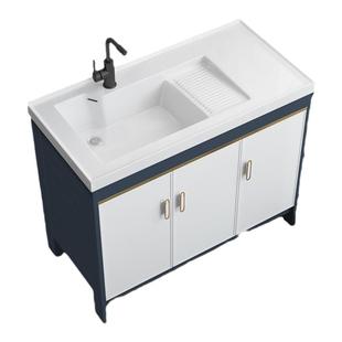 阳台超深洗衣盆带搓板厕所一体洗手台盆柜陶瓷水槽双盆家用洗衣池