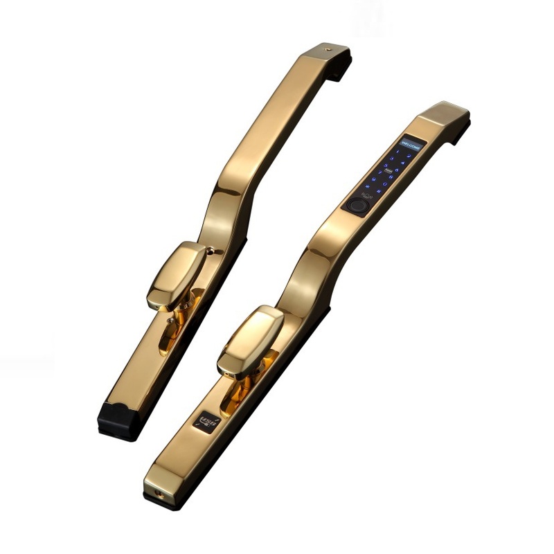 全自动铝合金门玻璃门平移推拉门肯德基门智能锁断桥铝指纹密码锁